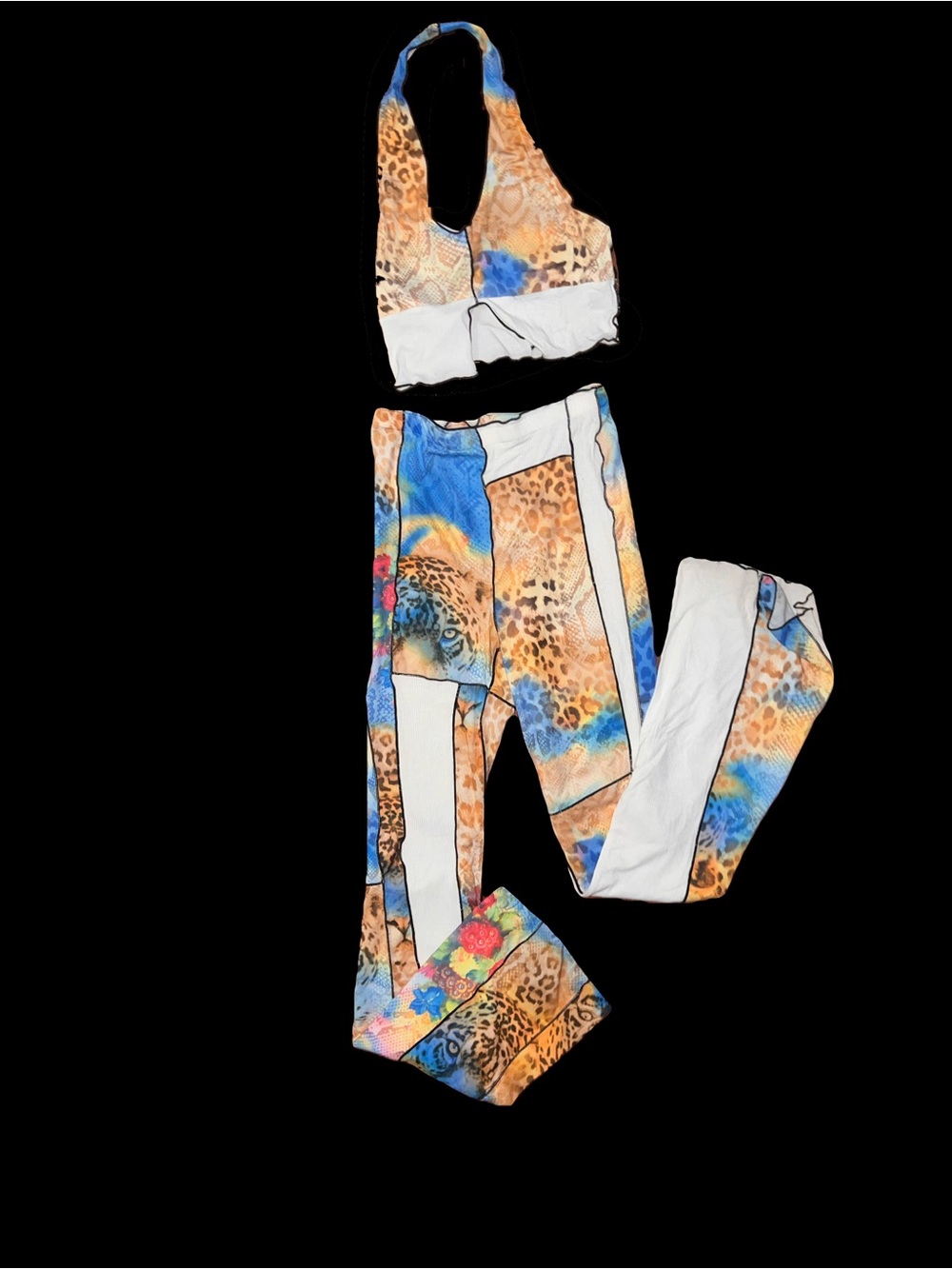 SHEIN Blue/Orange Multicolor Leopard Print Matching Set